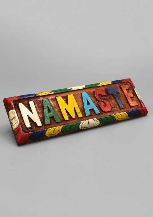 Namaste Carved Wooden Door Hanging Plaque - nepacrafts