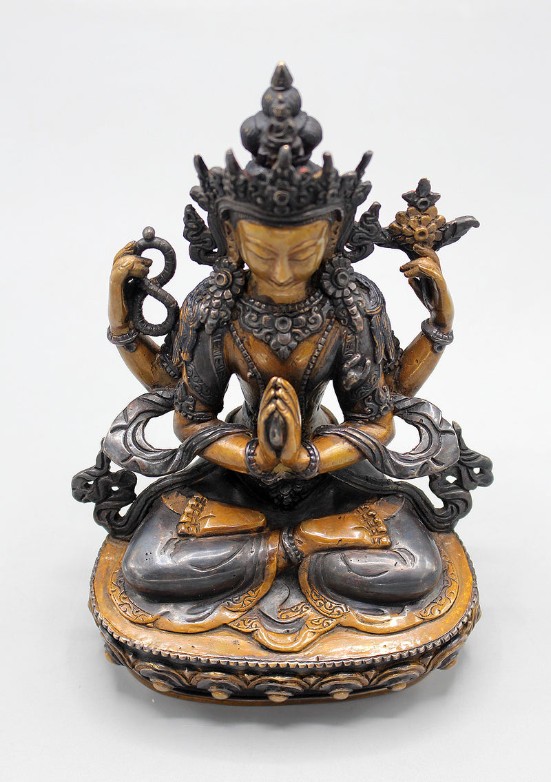 Copper Oxidized Chenrezig Statue