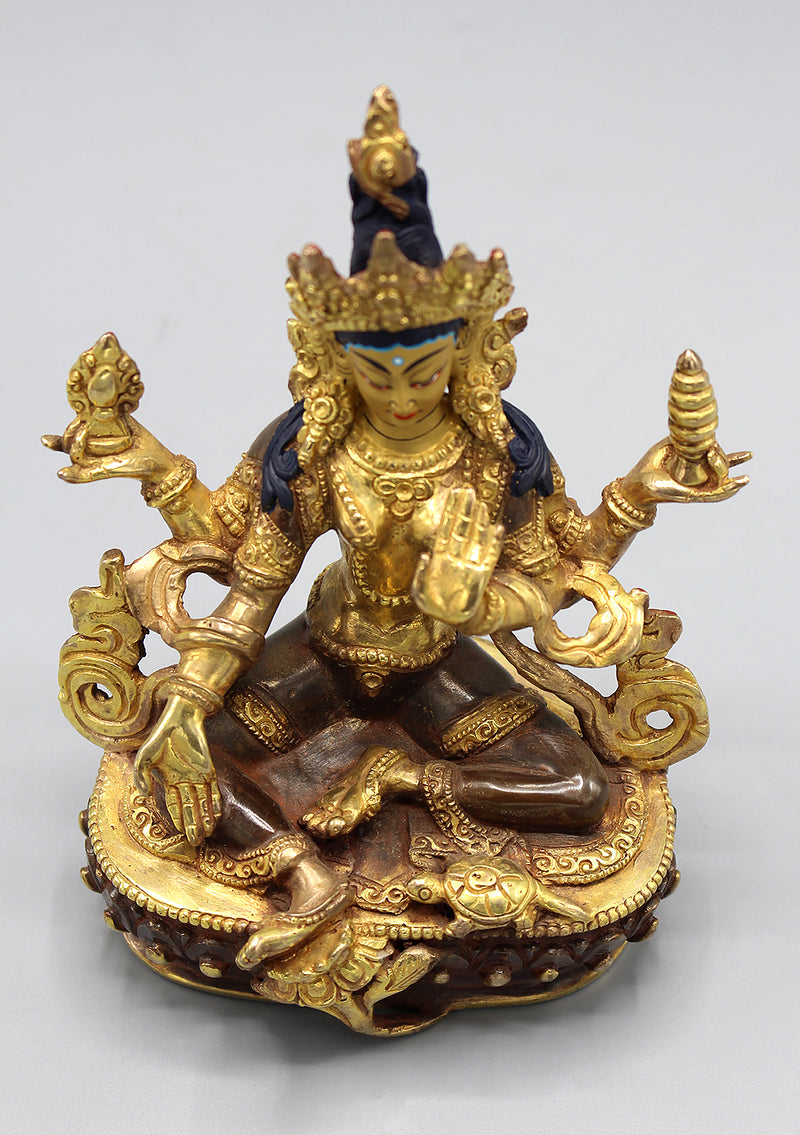 Partly Gold Plated Goddess Laxmi Statue