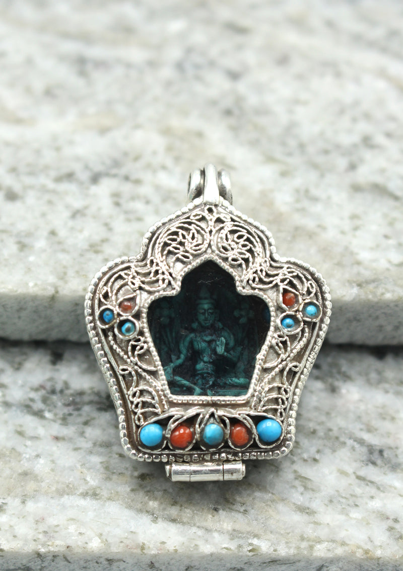 Silver Sterling 925 Green Tara Ghau Pendant