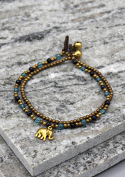 Multicolor Glass Beads Elephant Charm Anklet - nepacrafts
