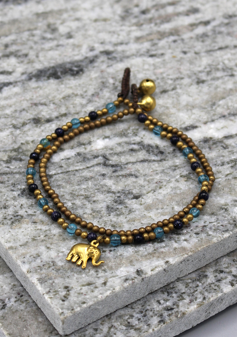Multicolor Glass Beads Elephant Charm Anklet - nepacrafts