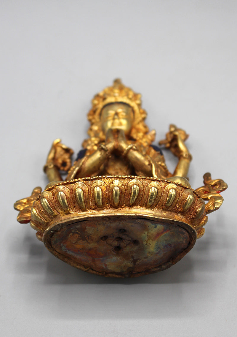 Gold Plated Chenrezig Statue 6"