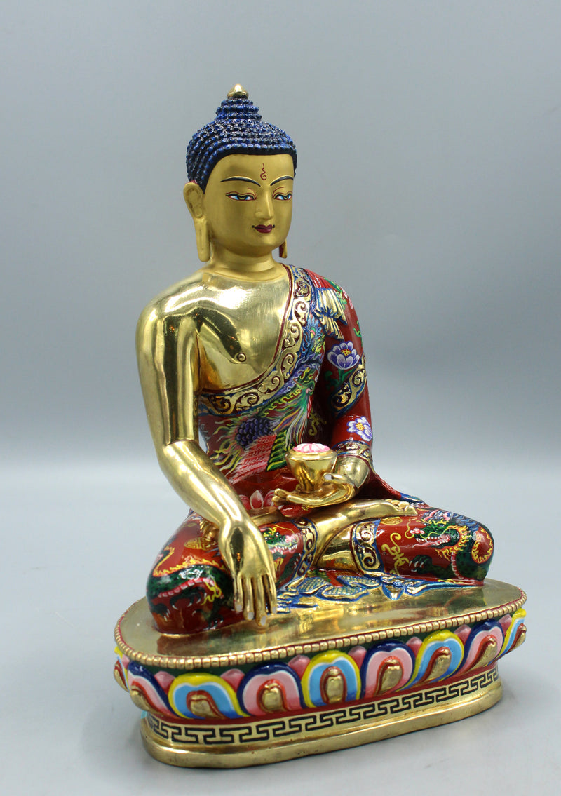Hand Painted Gold Plated Shakyamuni Buddha Statue