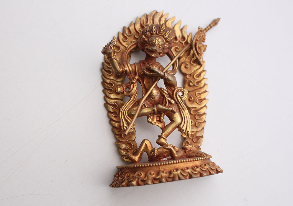 Lion Faced Handcrafted Gold Plated Mini Jogini/Dakini Statue - nepacrafts