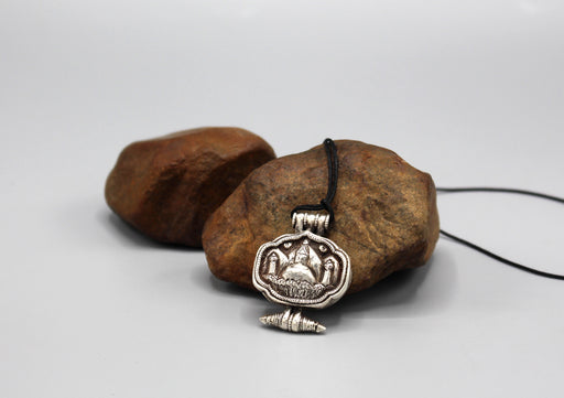 Stupa Carving Sterling Silver Ghau Pendant - nepacrafts