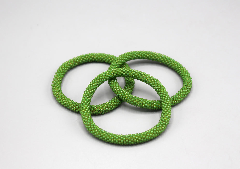 Light Green Glass Beads Roll on Bracelet - nepacrafts