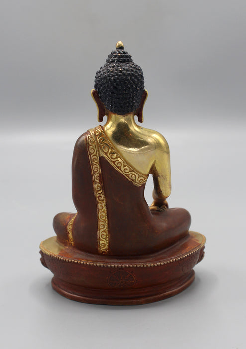 Partly Gold Plated  Akshobhya  Buddha Statue 5.5" H