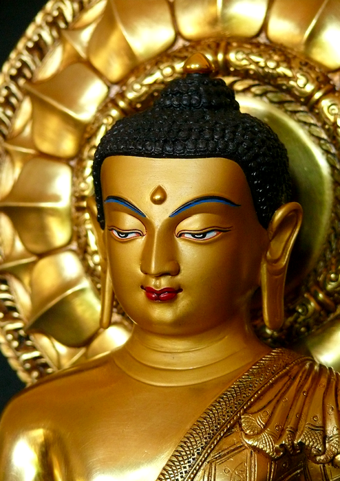 Masterpiece 24K Gold Gilded High Quality Shakyamuni Buddha Statue 15"