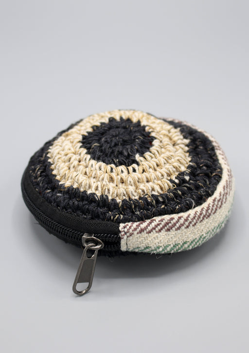 Black Border Hand Crocheted Hemp Zipper Pouch - nepacrafts
