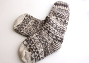 Pure Woolen Grey and White Mixed Knee High Socks - nepacrafts