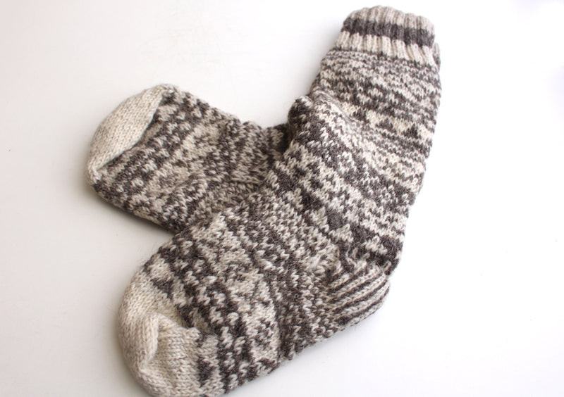 Pure Woolen Grey and White Mixed Knee High Socks - nepacrafts