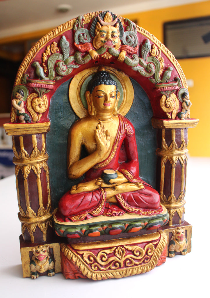 Amogsiddhi Buddha Clay Wall Hanging from Nepal - nepacrafts