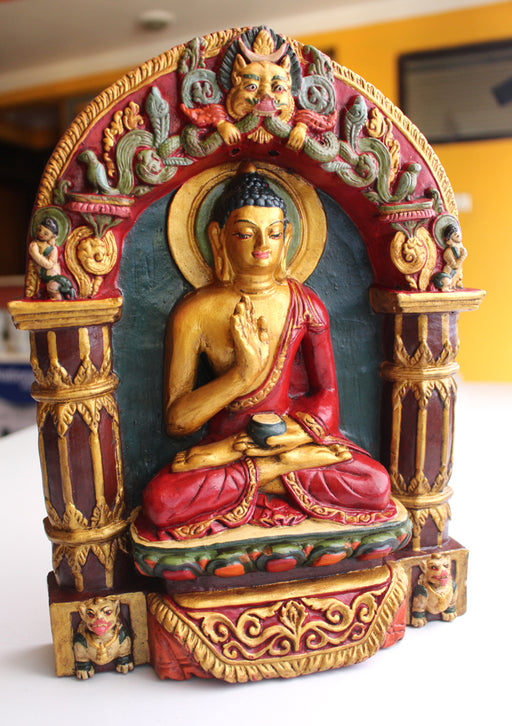 Amogsiddhi Buddha Clay Wall Hanging from Nepal - nepacrafts