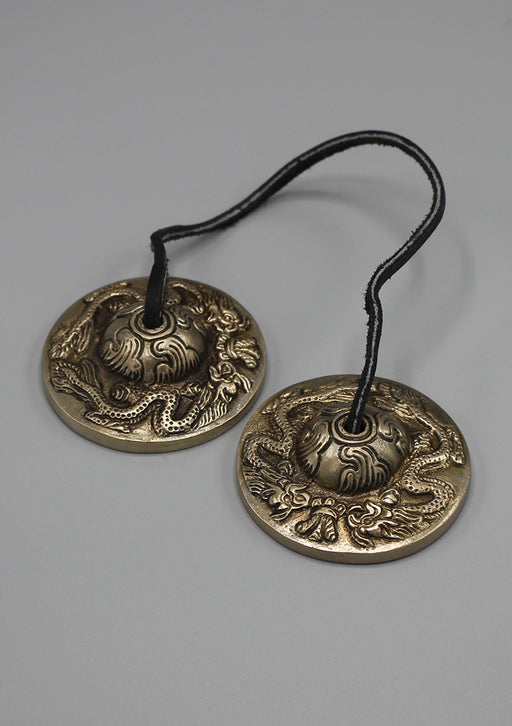 High Quality Buddhist Ritual Dragon Carved Tingsha - nepacrafts