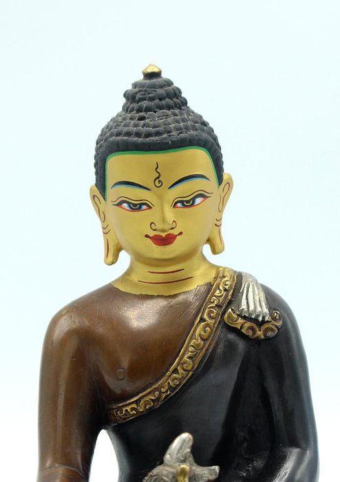 Face Painted Copper Medicine Buddha Statue