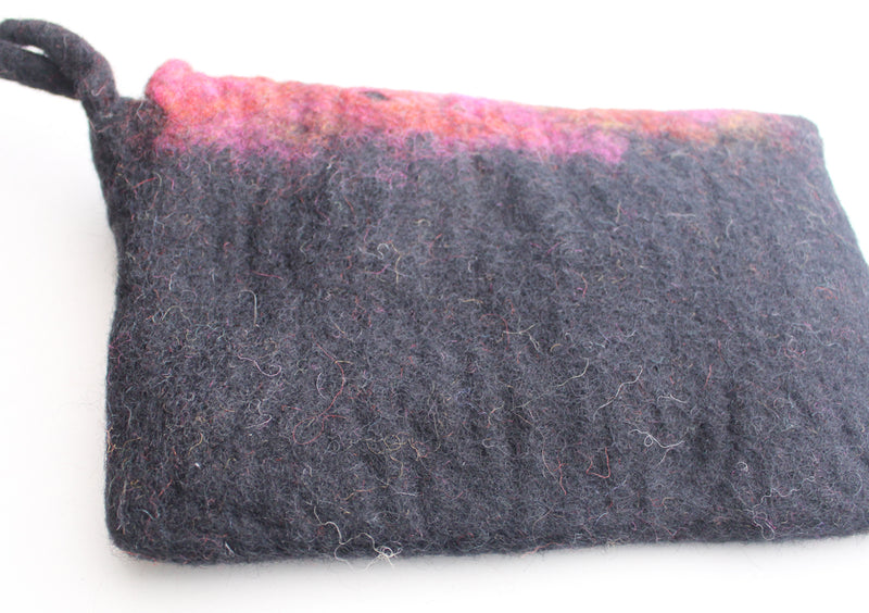 Vibrant Pattern Leaf Design Felt Clutch Purse - nepacrafts