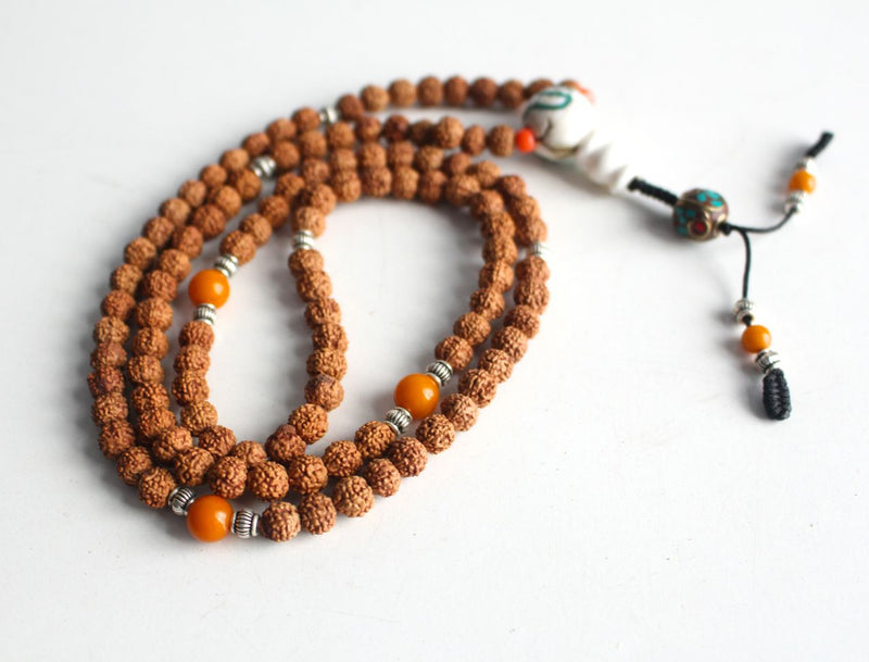 Shiva Rudraksha Mala with Conch Guru - nepacrafts