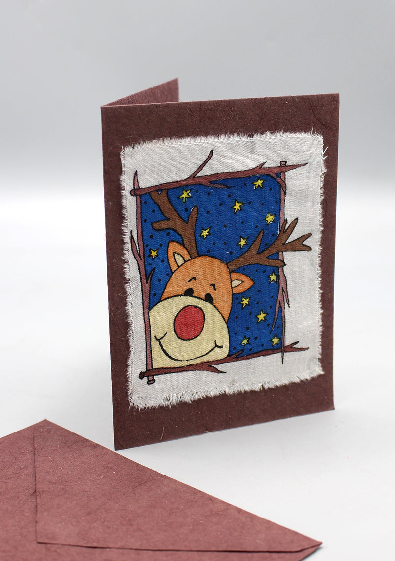 Rudolph the red nosed reindeer Batik Card