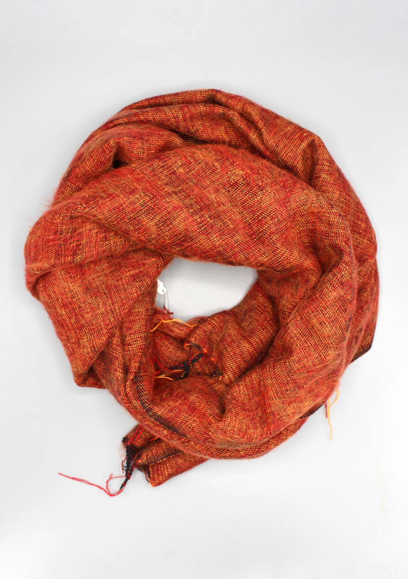 Rust Mix Orange Himalayan Yak Wool Shawl