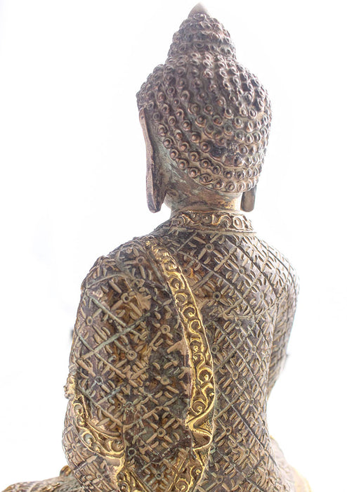 8" High Handcarved Brass Amitabh Buddha Statue - nepacrafts