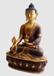 Partly Gold Plated Healing Medicine Budhha Statue - nepacrafts