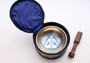 Seven Chakra Painted Singing Bowl Set with Blue Silk Brocade Gift Box - nepacrafts