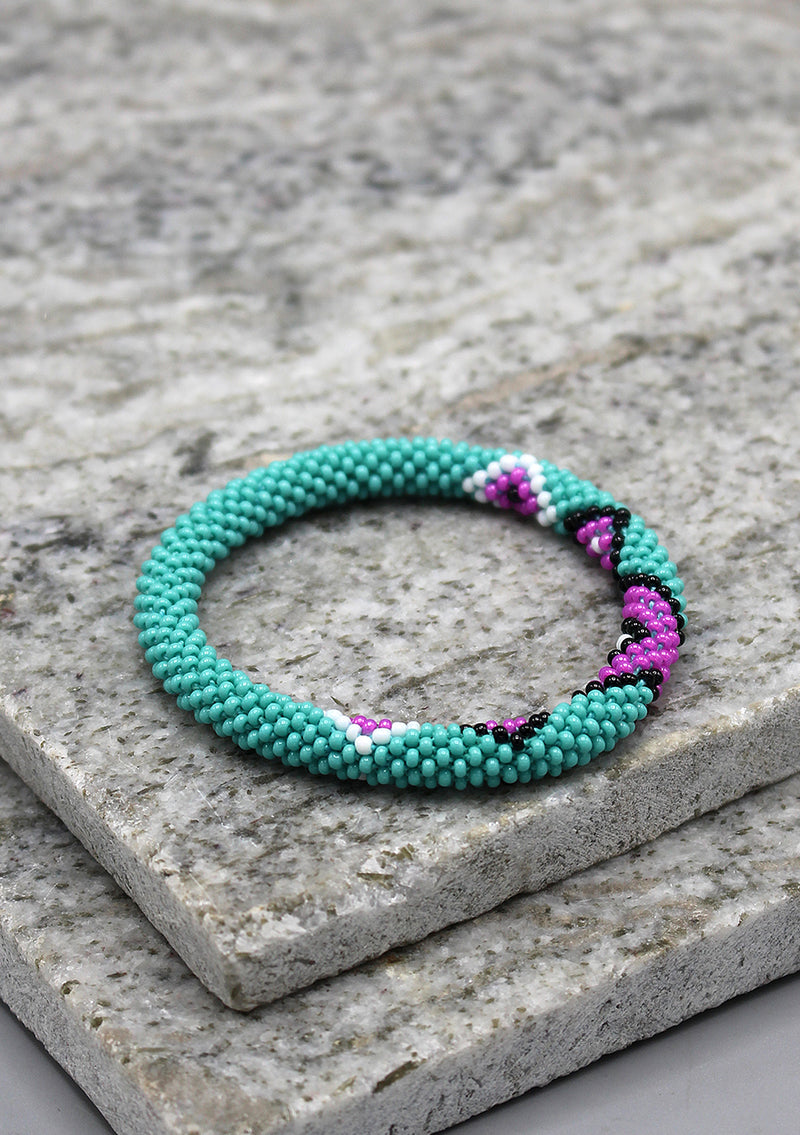 Turquoise with Multicolor Diamond Glass Beads Bracelet
