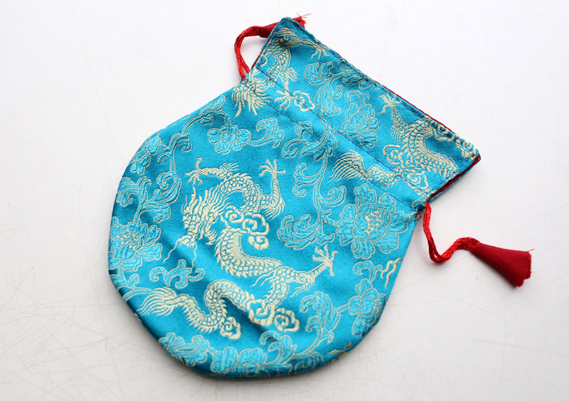 Colorful Silk Brocade Drawstring Mala Bag - nepacrafts