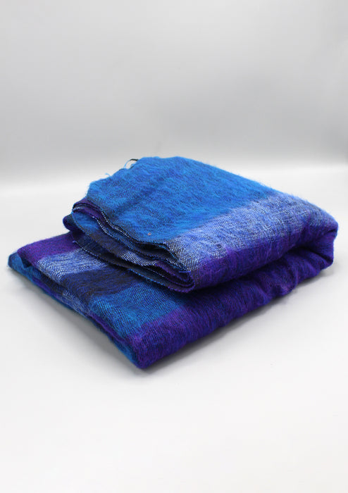 Blue Purple Stripe Himalayan Yak Wool Yoga Blanket