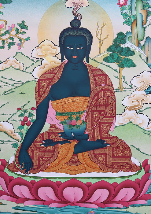 Healing Medicine Buddha Thangka Painting