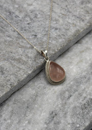 Tear Drop Shaped Milky Moonstone Sterling Silver Pendant - nepacrafts