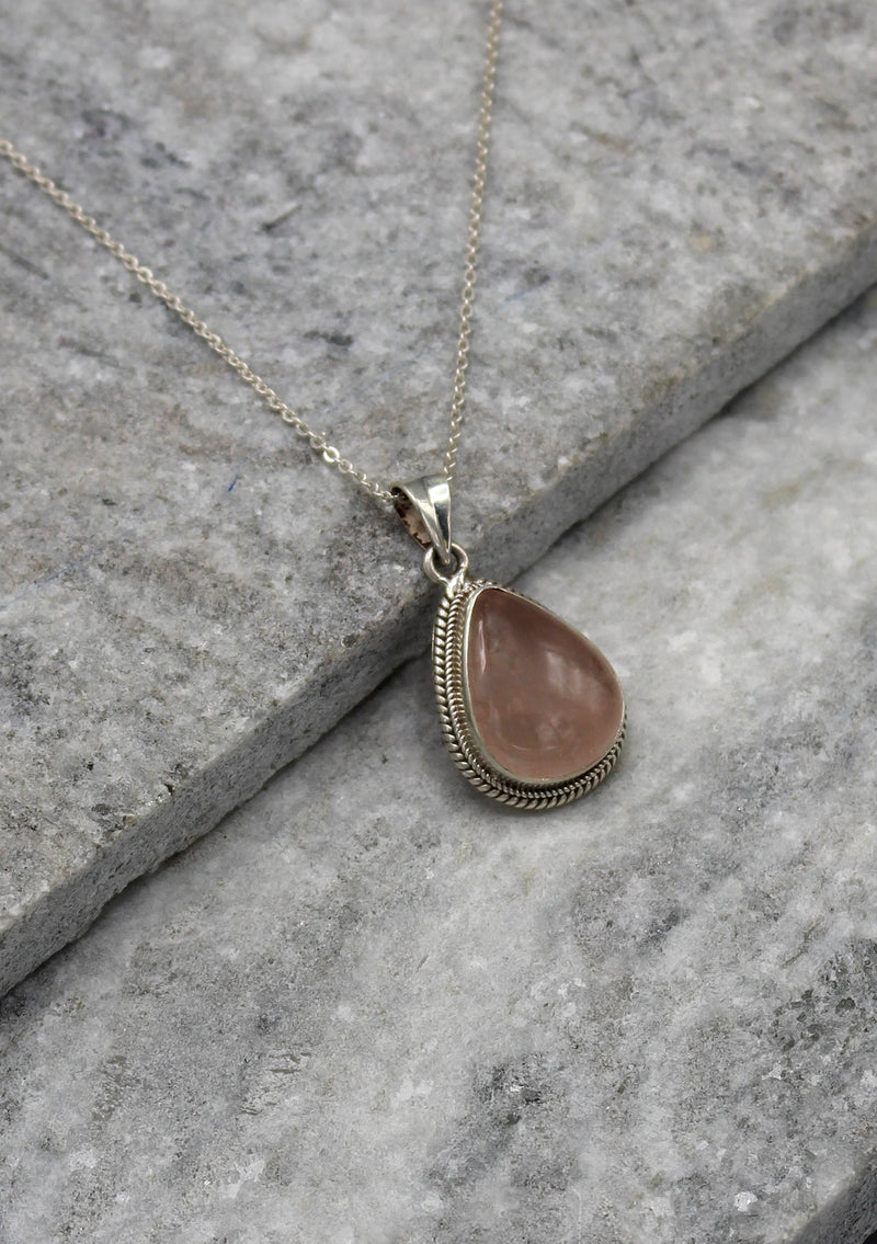 Tear Drop Shaped Milky Moonstone Sterling Silver Pendant - nepacrafts