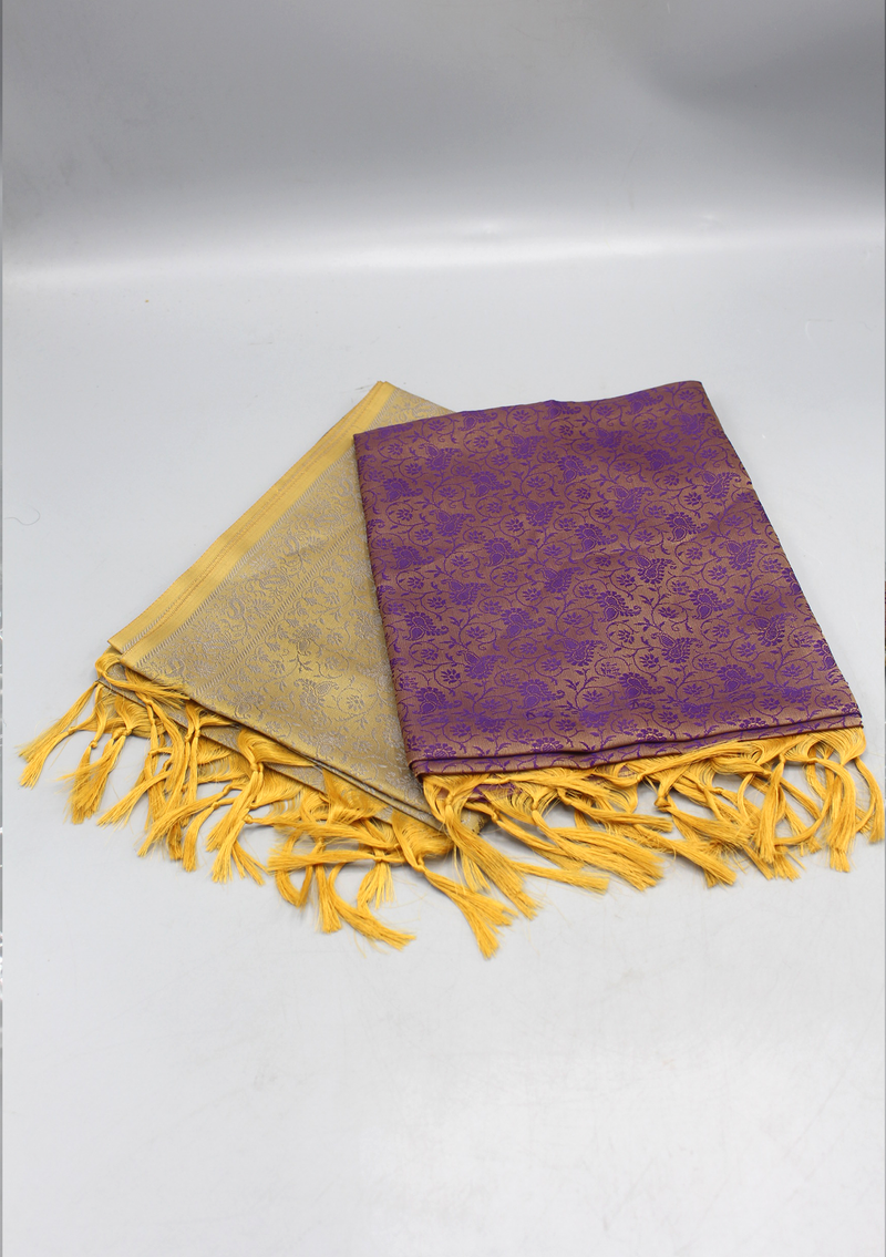 Silk Mixed Polyester Miniature Floral Design Shawl