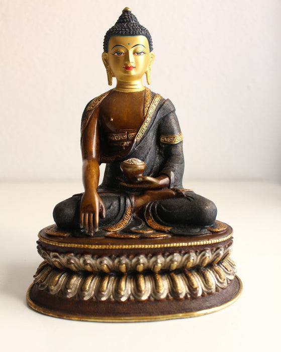Copper Oxidized Shakyamuni Buddha Statue of 8.6" High, MST364 - nepacrafts