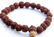 7 mm Rudraksha Beads Wrist Band Bracelet with Red Tassel - nepacrafts