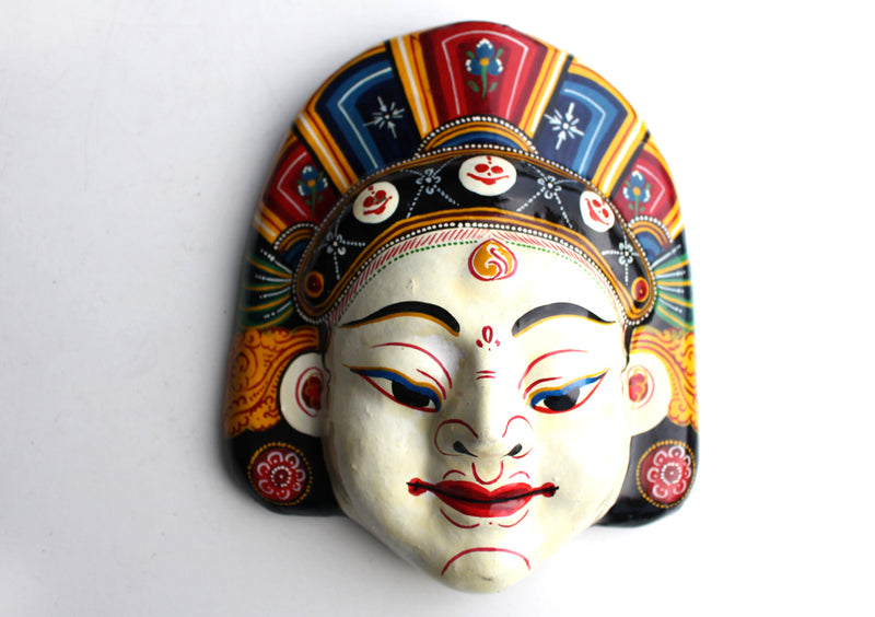 White Tara Buddhist Bodhisattva Paper Mache Mask - nepacrafts