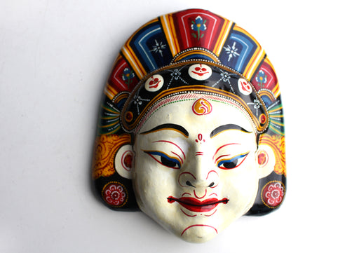 White Tara Buddhist Bodhisattva Paper Mache Mask - nepacrafts