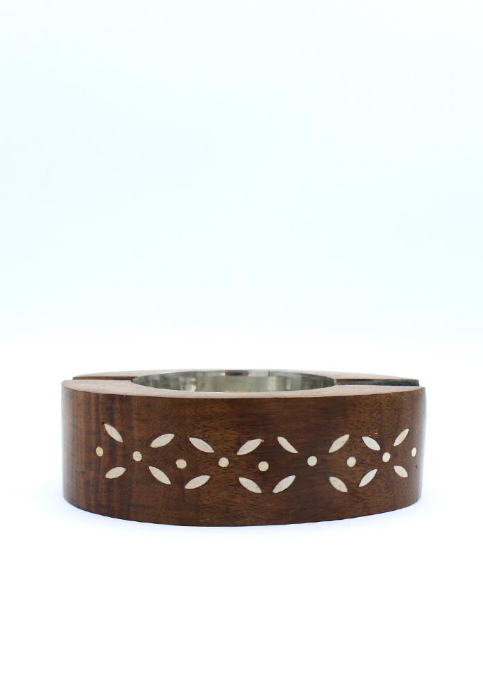 Handcrafted Wooden Floral Oval Incense Burner