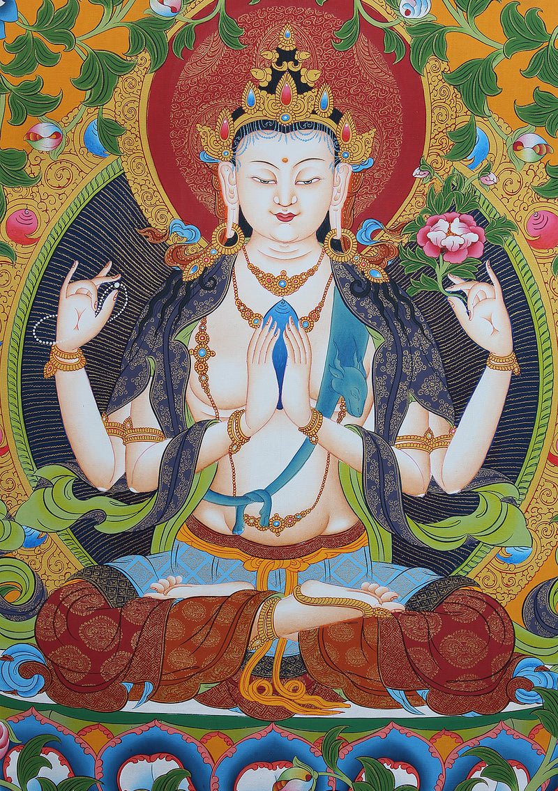 Traditional Chenrezig Thangka Painting