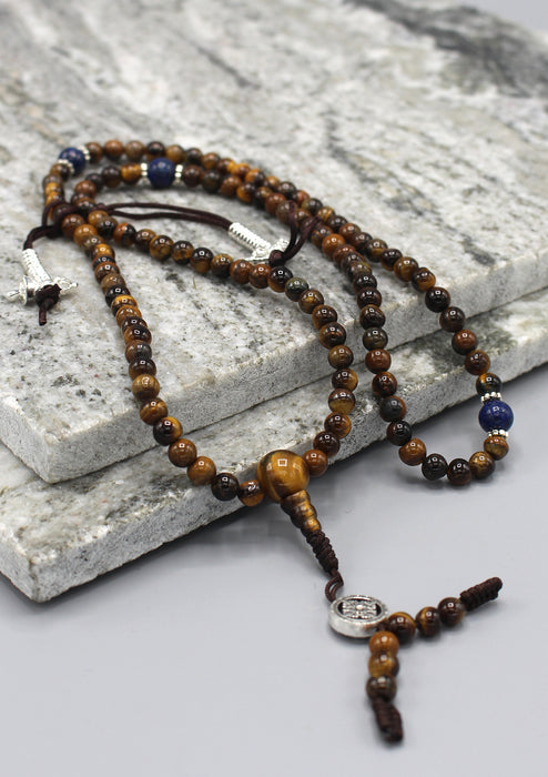 Tiger eyes Tibetan 108 Beads Prayer Mala with Counter - nepacrafts