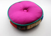 Colorful Handmade Silk Singing Bowl Cushion with Border - nepacrafts