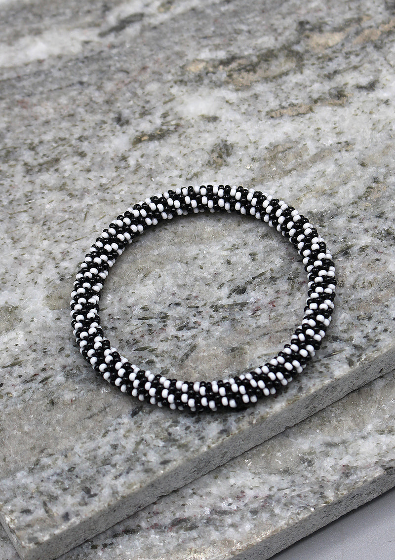 Black White Twined Roll On Bracelet