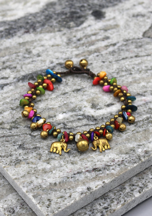 Colorful Stone Beaded Brass Bell Anklet - nepacrafts
