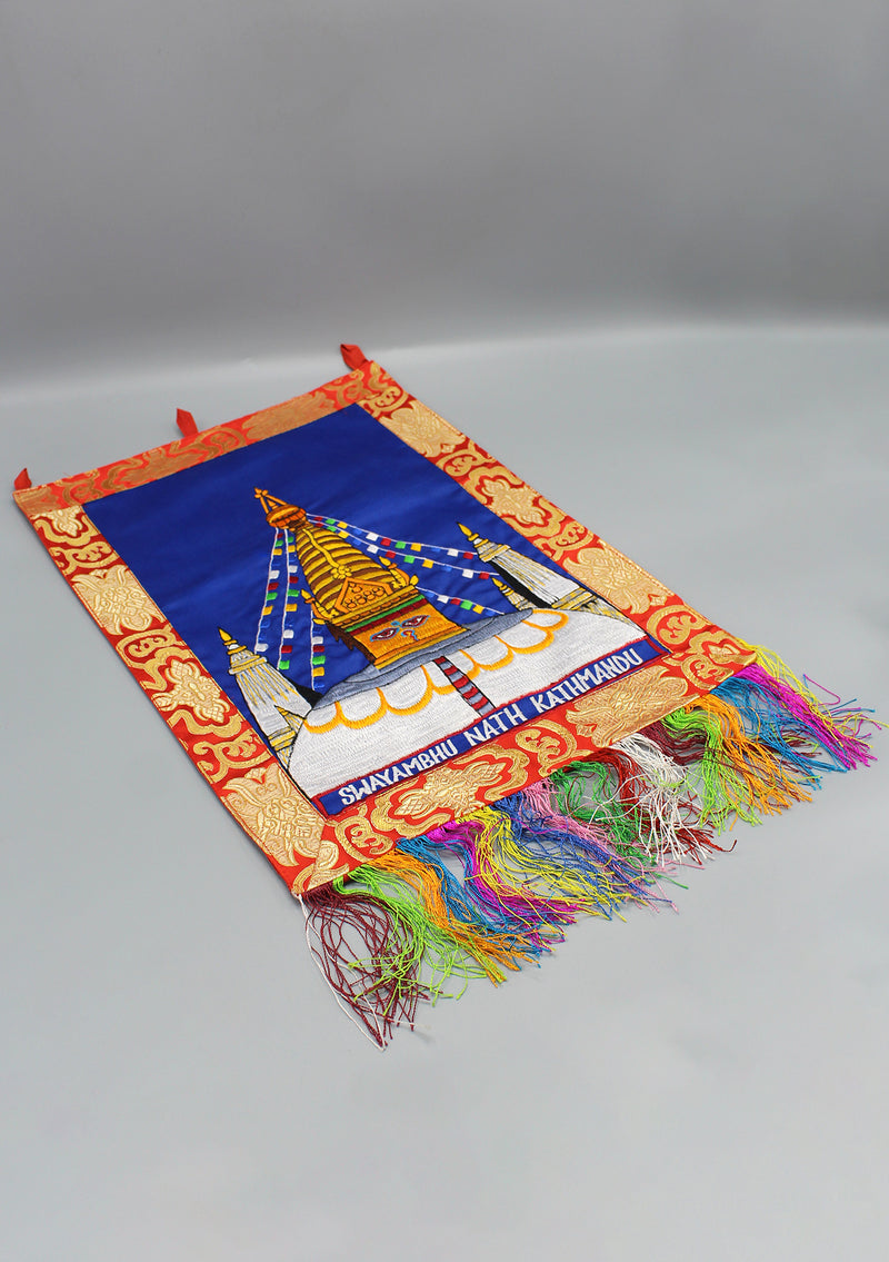 Embroidered Swyambhunath Tibetan Wall Hanging Banner