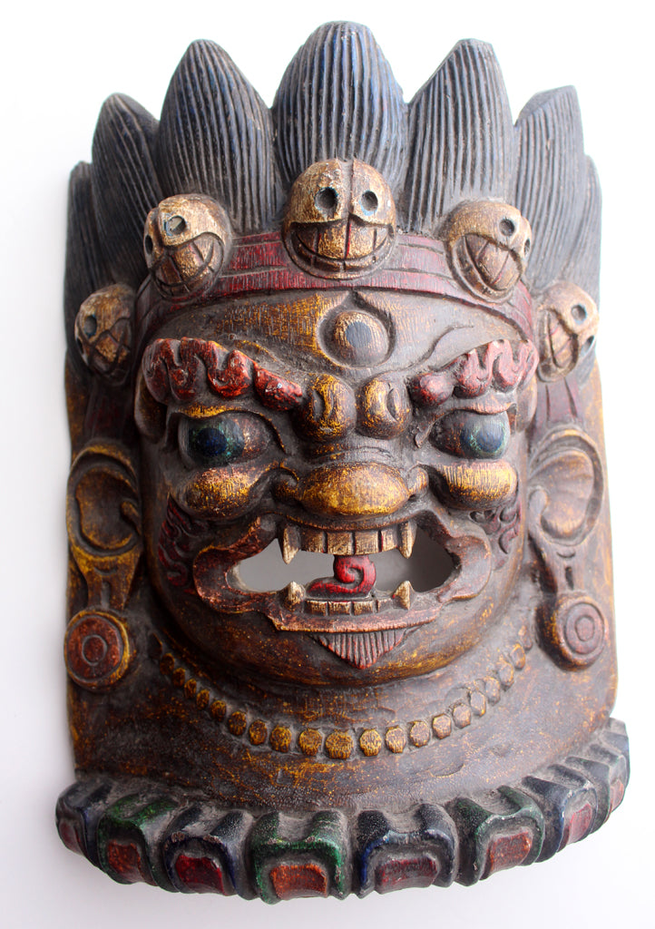 Mahakala Home Decor Wooden Wall Hanging Halloween Mask - nepacrafts