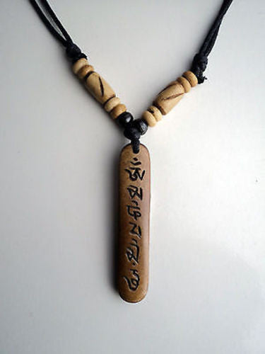 Unique Om Mani Bone Necklace - nepacrafts