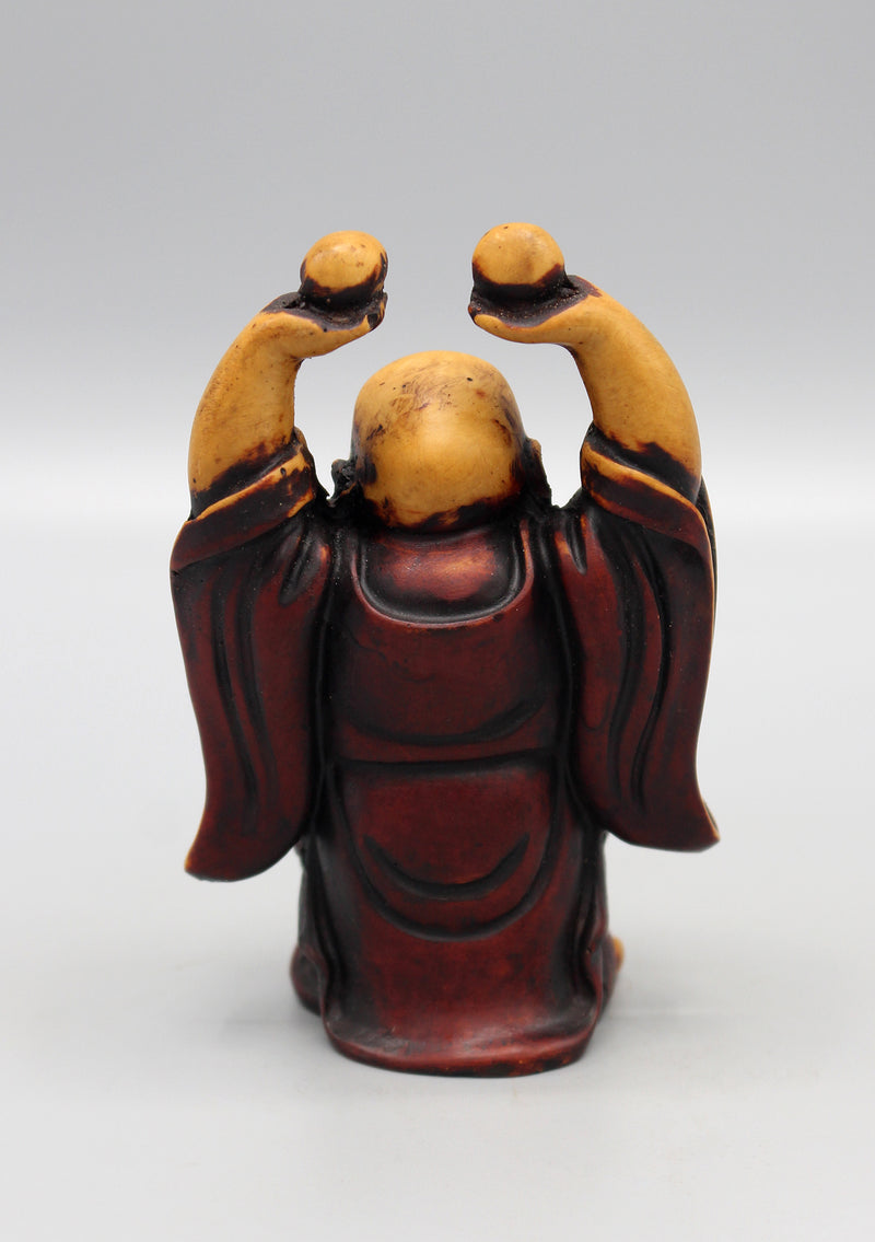 Laughing Buddha Raising Both Hand Resin Statue - nepacrafts