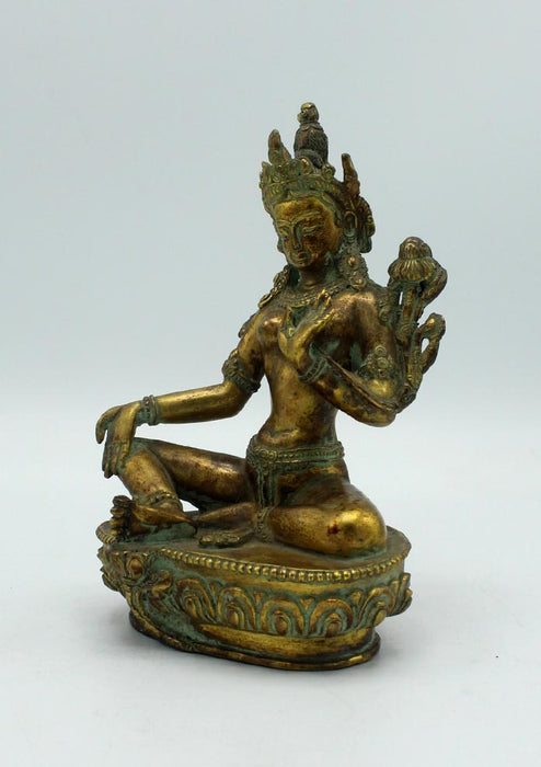 Antique Copper Green Tara Minimalistic Statue 6 Inches