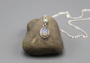 Radiant Blue Moonstone Sterling Silver Pendant - nepacrafts